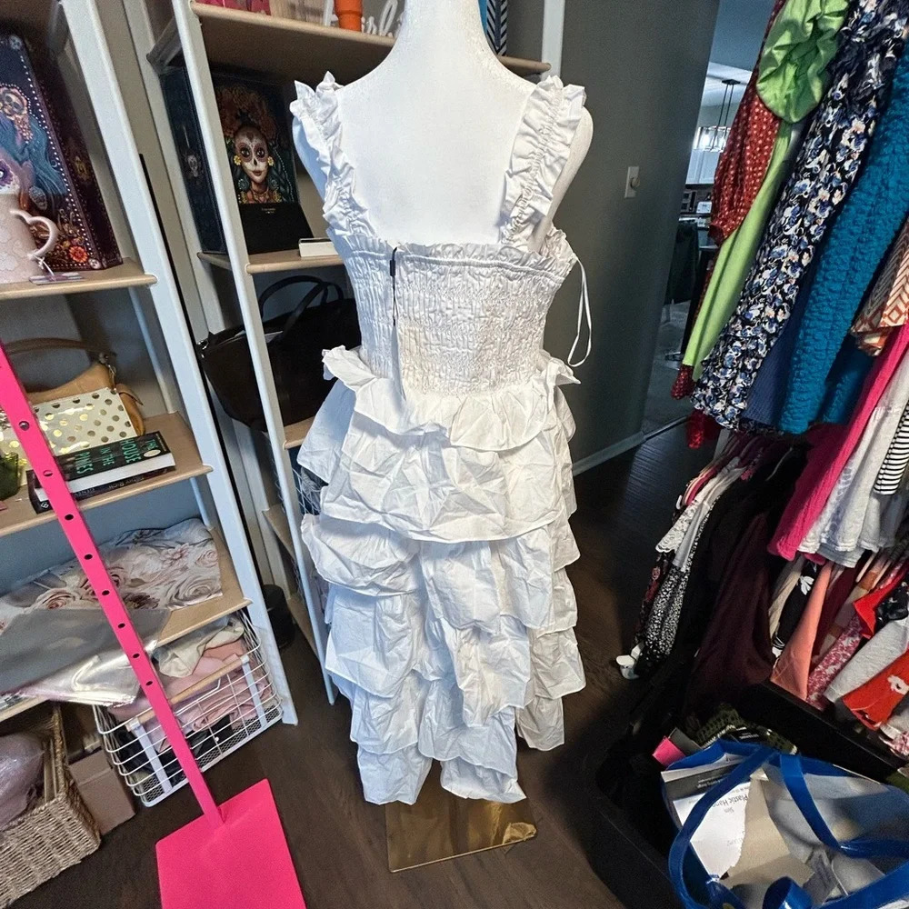 English Factory White Ruffled Dress NWT Size Large - Picture 7 of 8